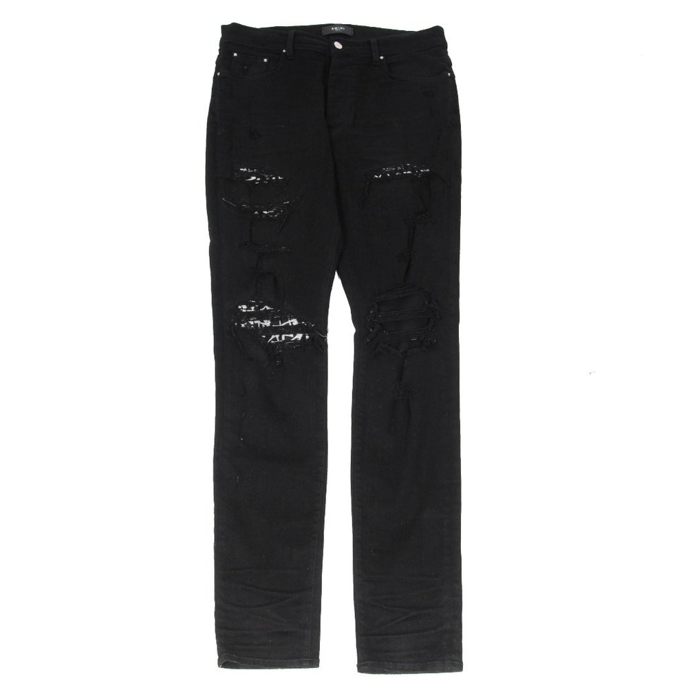 Amiri Mens Art Patch Cross Bone Denim Skinny Jeans
